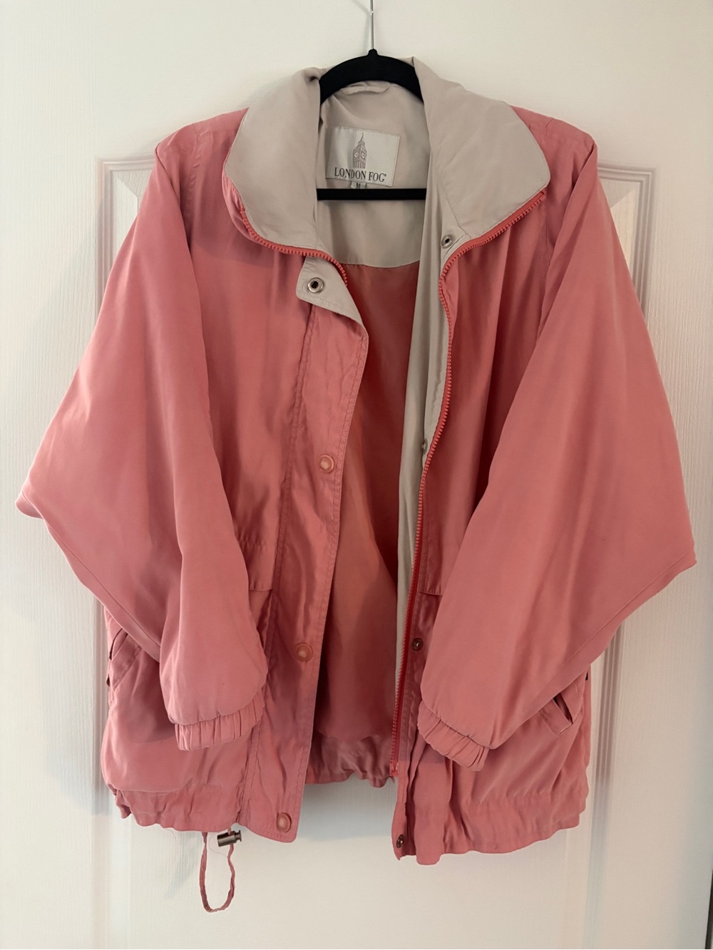 London Fog Women's Pink Lightweight Bomber Jacket with Contrast Collar